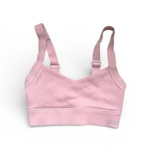 Pink Ribbed Sports Bra